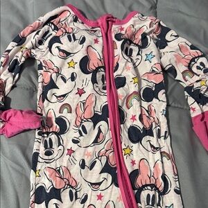Little Sleepies Minnie Mouse Pink and White Footie